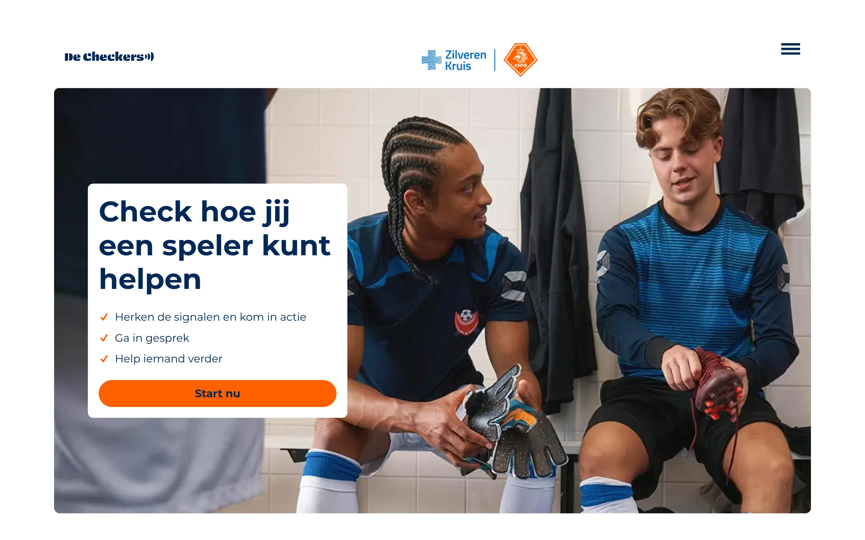 De Onzichtbare Blessure: twee spelers in de kleedkamer met de kaart ‘Check hoe jij een speler kunt helpen’